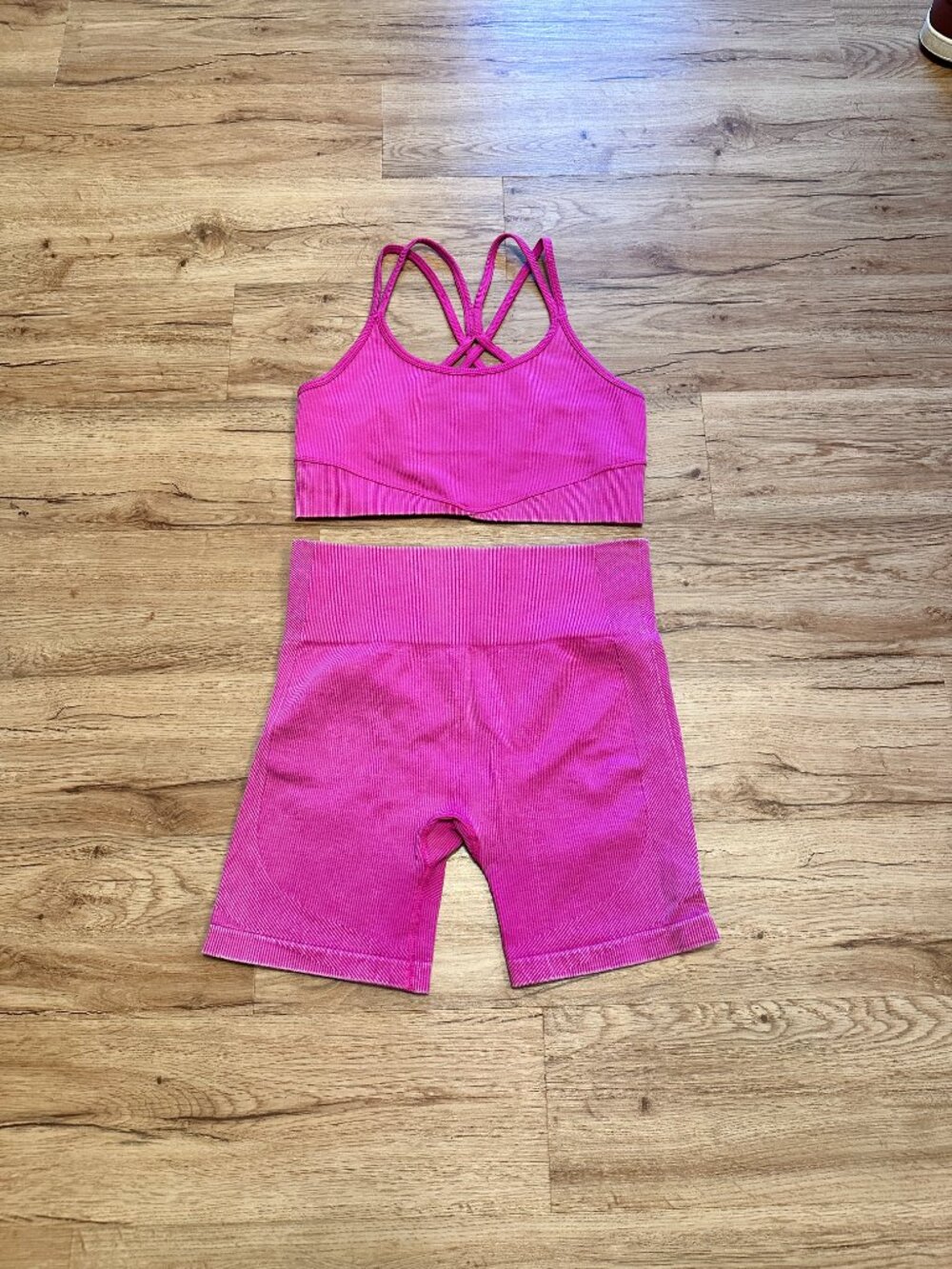 JOY LAB Pink Rib Active Set - Picture 2 of 6